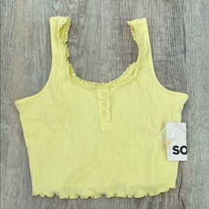 SO Women's Sunny Yellow Tank with Lace Detail